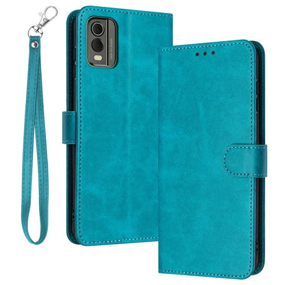 For Nokia C32 (TA-1534) Calf Texture PU Leather + TPU Case Phone Cover with Strap