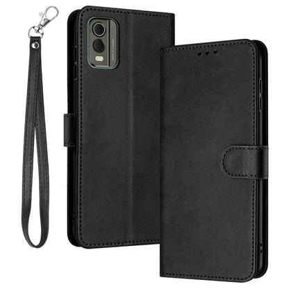 For Nokia C32 (TA-1534) Calf Texture PU Leather + TPU Case Phone Cover with Strap