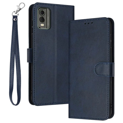 For Nokia C32 (TA-1534) Calf Texture PU Leather + TPU Case Phone Cover with Strap
