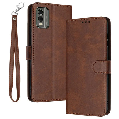 For Nokia C32 (TA-1534) Calf Texture PU Leather + TPU Case Phone Cover with Strap