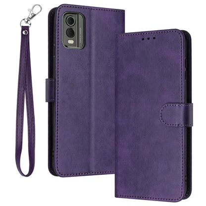 For Nokia C32 (TA-1534) Calf Texture PU Leather + TPU Case Phone Cover with Strap