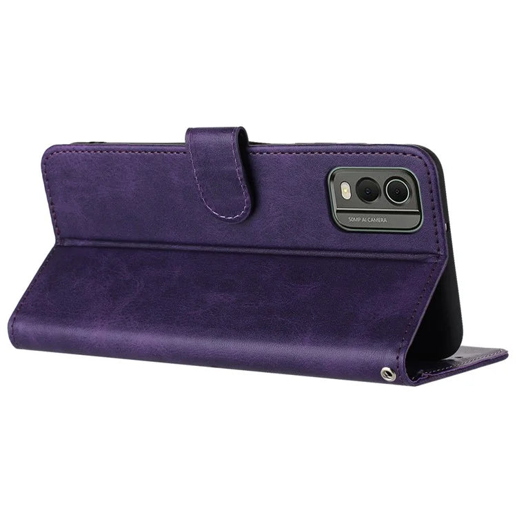 For Nokia C32 (TA-1534) Calf Texture PU Leather + TPU Case Phone Cover with Strap