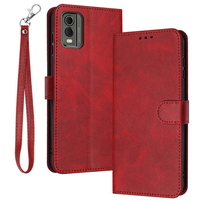 For Nokia C32 (TA-1534) Calf Texture PU Leather + TPU Case Phone Cover with Strap