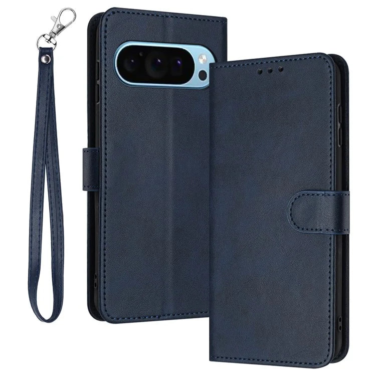 For Google Pixel 9 / Pixel 9 Pro Impact Resistant Case Strap Design Calf Texture Phone Cover