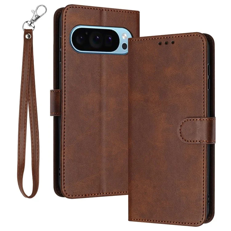 For Google Pixel 9 / Pixel 9 Pro Impact Resistant Case Strap Design Calf Texture Phone Cover