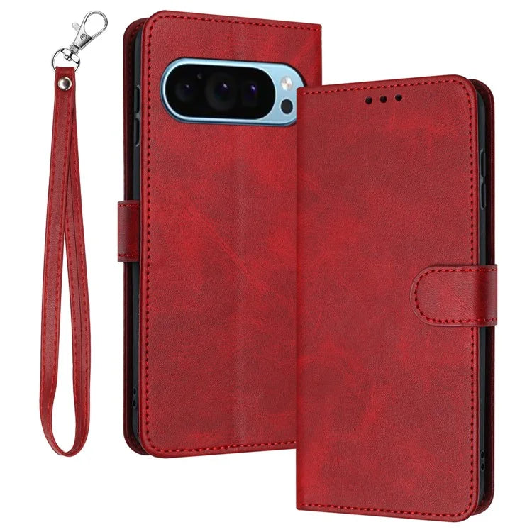 For Google Pixel 9 / Pixel 9 Pro Impact Resistant Case Strap Design Calf Texture Phone Cover