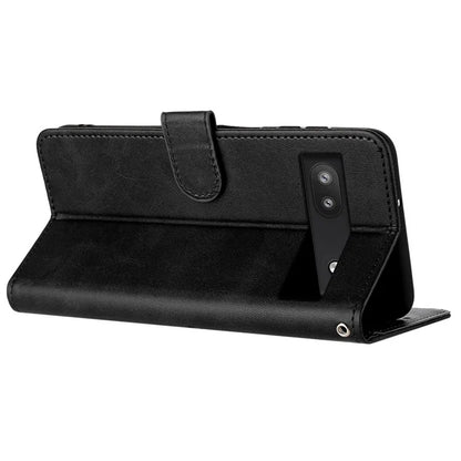 For Google Pixel 6a Folding Stand Case Strap Design Calf Texture Phone Cover