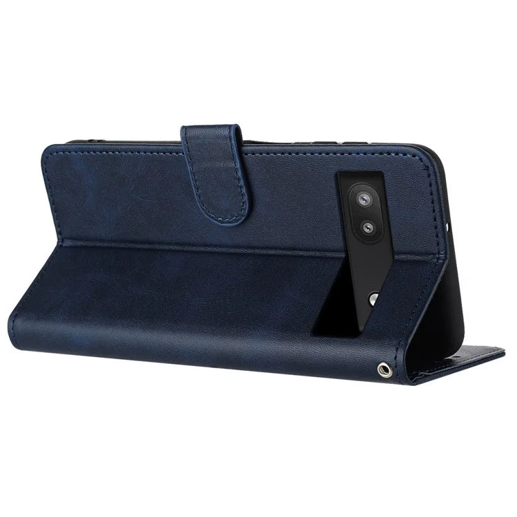 For Google Pixel 6a Folding Stand Case Strap Design Calf Texture Phone Cover