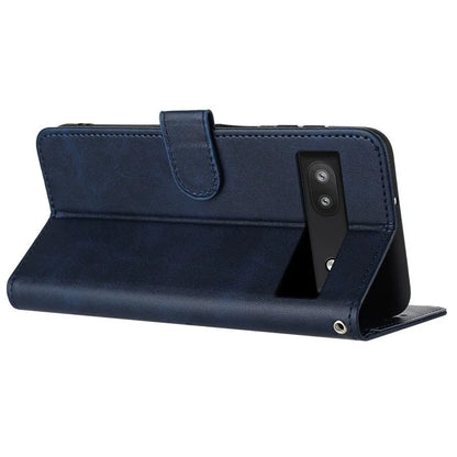 For Google Pixel 6a Folding Stand Case Strap Design Calf Texture Phone Cover