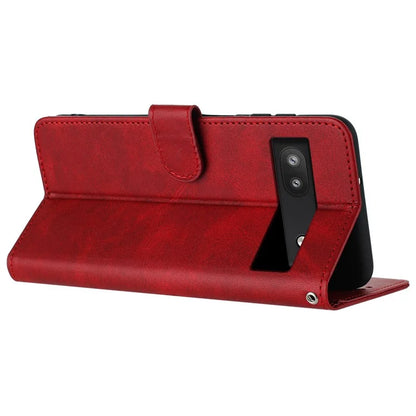 For Google Pixel 6a Folding Stand Case Strap Design Calf Texture Phone Cover