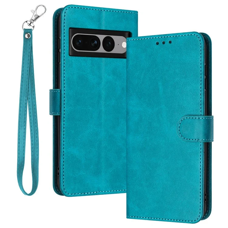 For Google Pixel 7 Pro 5G Case Calf Texture Cell Phone Back Cover Strap Design Phone Shell