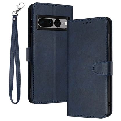 For Google Pixel 7 Pro 5G Case Calf Texture Cell Phone Back Cover Strap Design Phone Shell