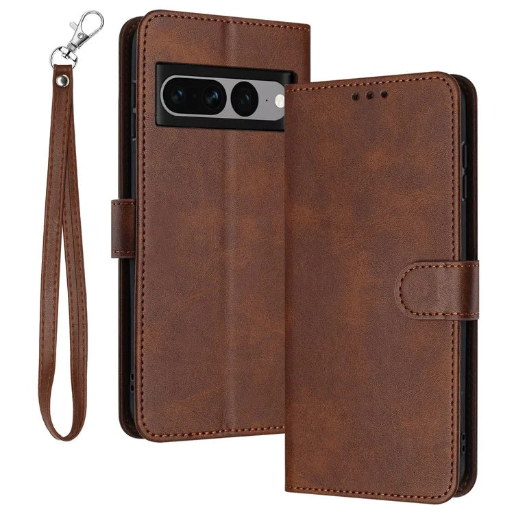For Google Pixel 7 Pro 5G Case Calf Texture Cell Phone Back Cover Strap Design Phone Shell