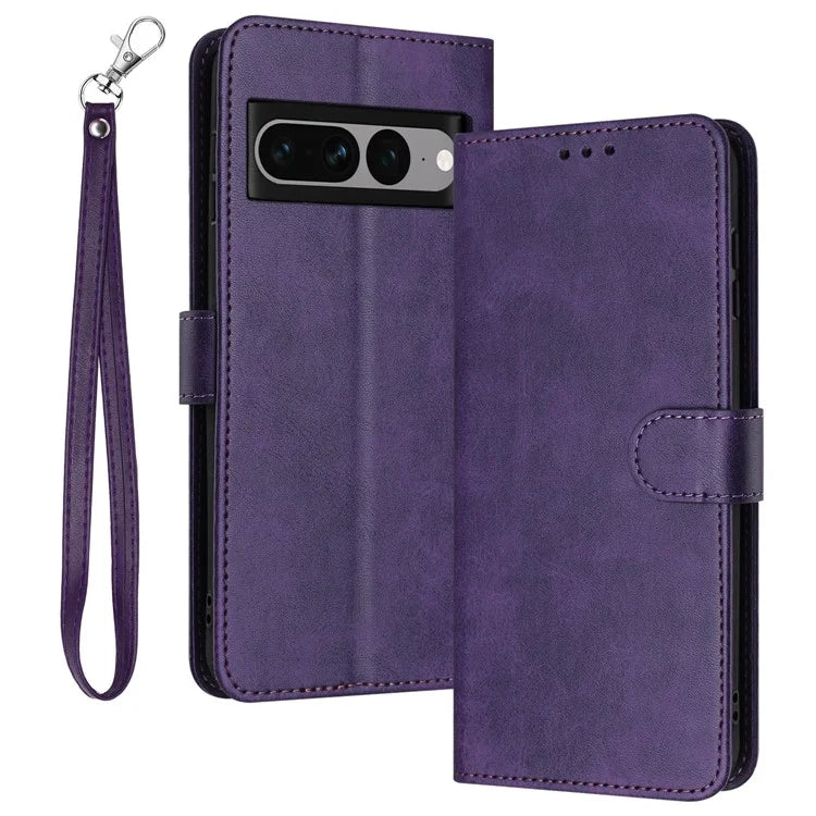 For Google Pixel 7 Pro 5G Case Calf Texture Cell Phone Back Cover Strap Design Phone Shell