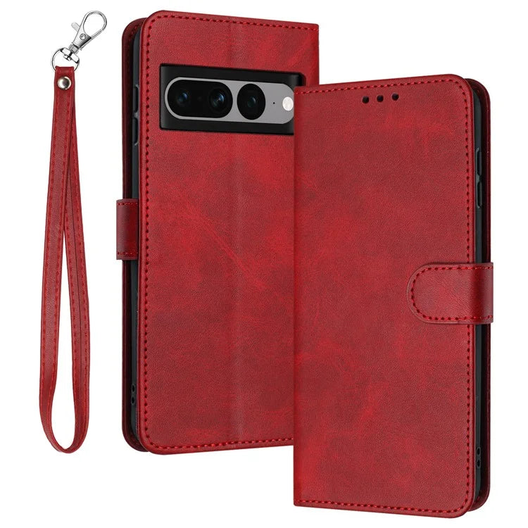 For Google Pixel 7 Pro 5G Case Calf Texture Cell Phone Back Cover Strap Design Phone Shell