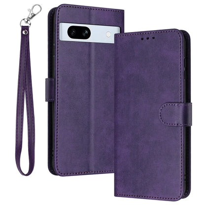 For Google Pixel 7a Drop Protection Case Calf Texture Phone Cover with Strap