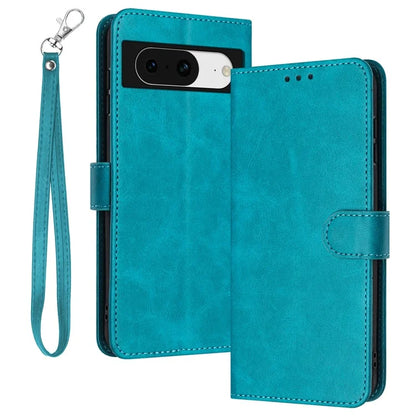 For Google Pixel 8 PU Leather Wallet Case Calf Texture Phone Cover with Strap