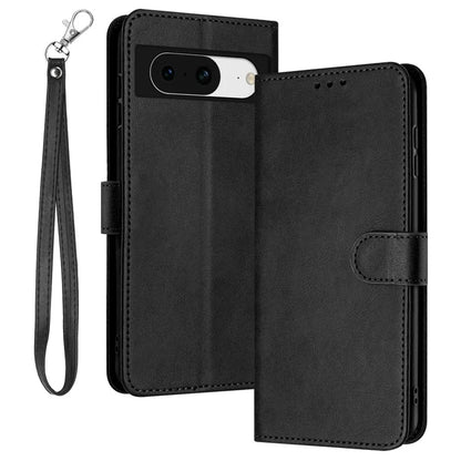 For Google Pixel 8 PU Leather Wallet Case Calf Texture Phone Cover with Strap