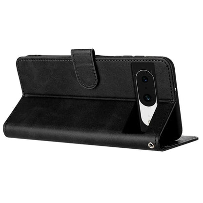 For Google Pixel 8 PU Leather Wallet Case Calf Texture Phone Cover with Strap