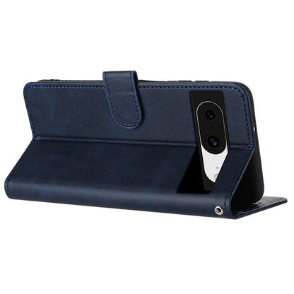 For Google Pixel 8 PU Leather Wallet Case Calf Texture Phone Cover with Strap