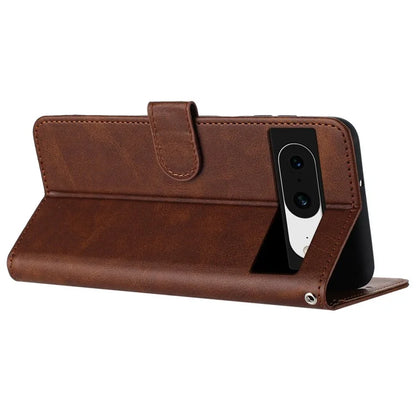 For Google Pixel 8 PU Leather Wallet Case Calf Texture Phone Cover with Strap