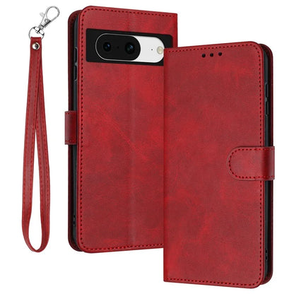 For Google Pixel 8 PU Leather Wallet Case Calf Texture Phone Cover with Strap