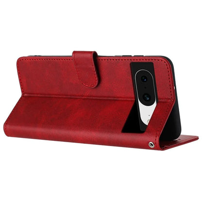 For Google Pixel 8 PU Leather Wallet Case Calf Texture Phone Cover with Strap
