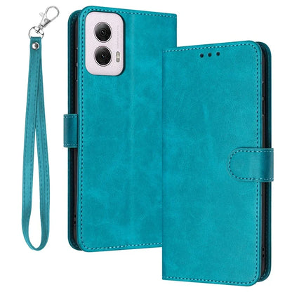 For Motorola Moto E14 4G / G04 4G / G04s 4G / G24 4G Shockproof Wallet Case Calf Texture Phone Cover with Strap