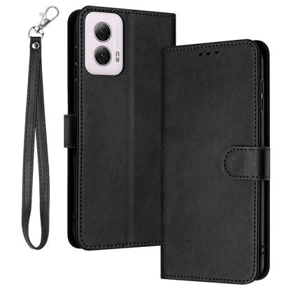 For Motorola Moto E14 4G / G04 4G / G04s 4G / G24 4G Shockproof Wallet Case Calf Texture Phone Cover with Strap