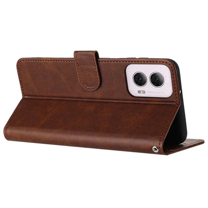 For Motorola Moto E14 4G / G04 4G / G04s 4G / G24 4G Shockproof Wallet Case Calf Texture Phone Cover with Strap