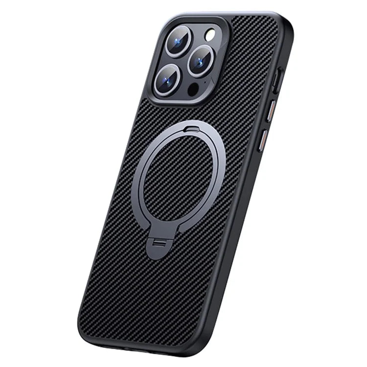 For iPhone 15 Pro Case Shock-Absorbent PC+TPU Kickstand Phone Shell Compatible with MagSafe