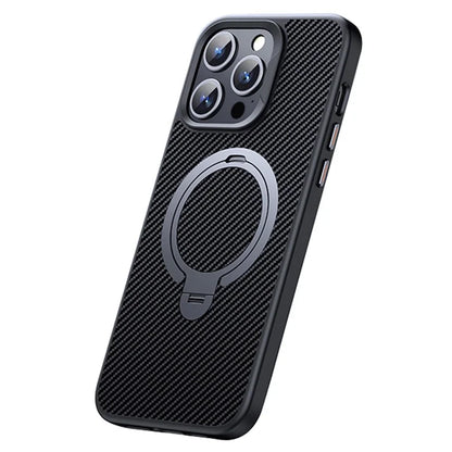 For iPhone 15 Pro Case Shock-Absorbent PC+TPU Kickstand Phone Shell Compatible with MagSafe