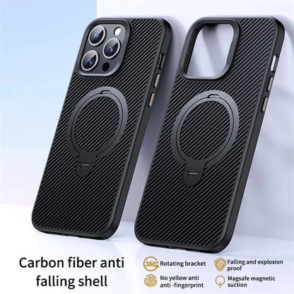 For iPhone 15 Pro Case Shock-Absorbent PC+TPU Kickstand Phone Shell Compatible with MagSafe