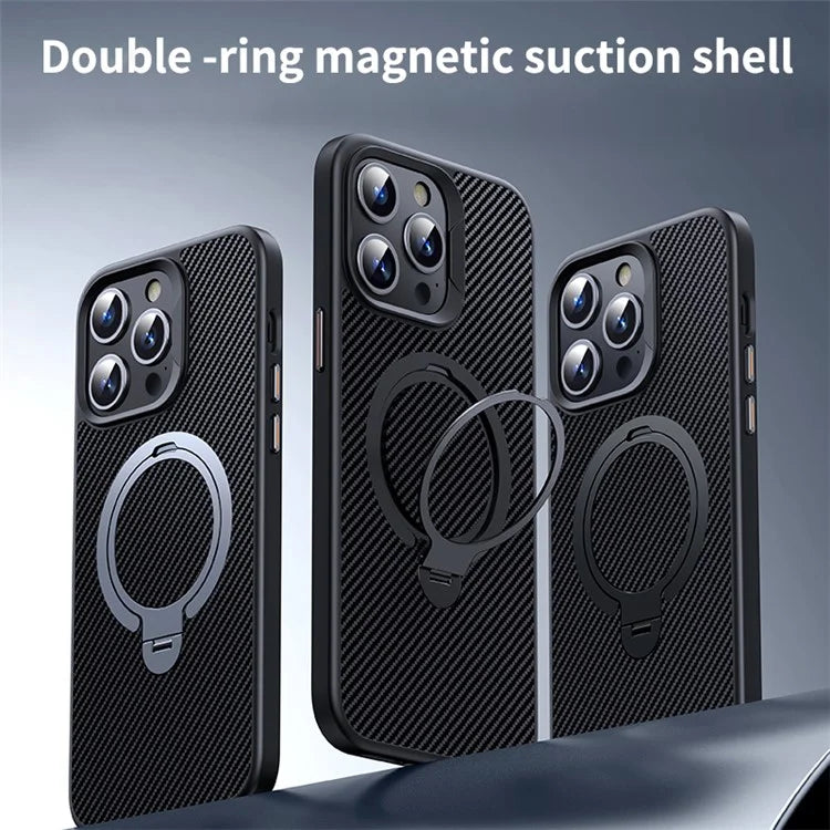 For iPhone 15 Pro Case Shock-Absorbent PC+TPU Kickstand Phone Shell Compatible with MagSafe