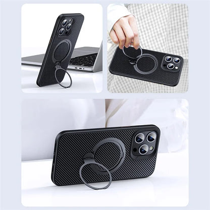 For iPhone 15 Pro Case Shock-Absorbent PC+TPU Kickstand Phone Shell Compatible with MagSafe