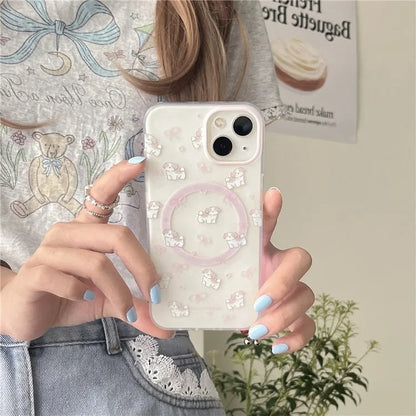 For iPhone 13 Mobile Phone Case Cartoon Dog IMD Detachable Magnetic Card Bag TPU Phone Cover