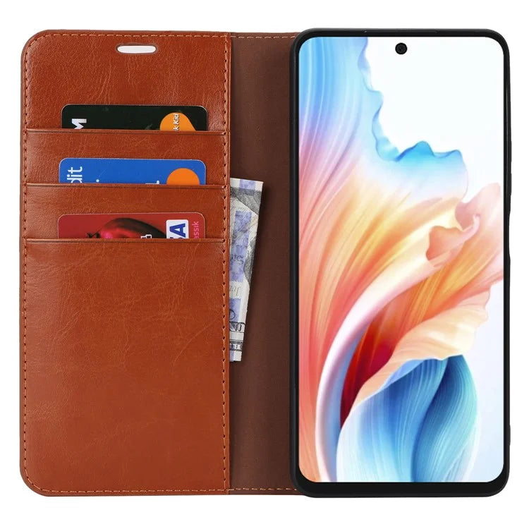 For Oppo A79 5G / A2 5G Case Crazy Horse Texture Split Leather Stand Phone Cover