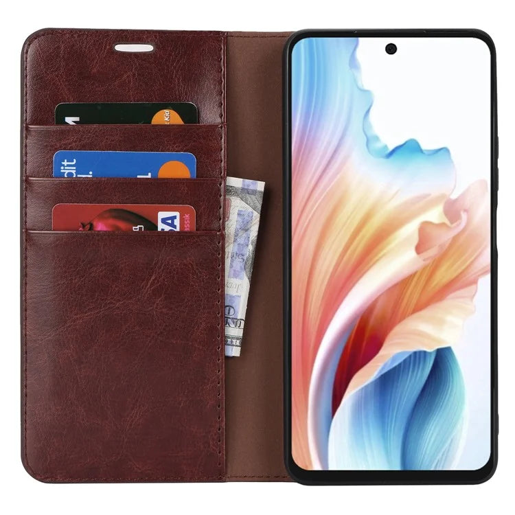 For Oppo A79 5G / A2 5G Case Crazy Horse Texture Split Leather Stand Phone Cover