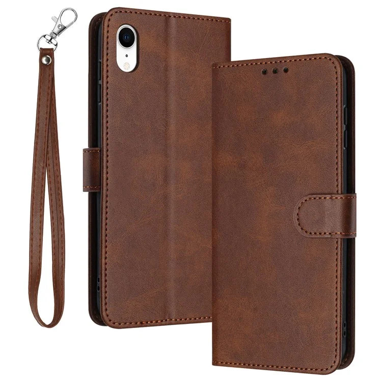 For iPhone XR Mobile Accessories Supplier PU Leather Calf Texture Case Anti-fall Phone Cover