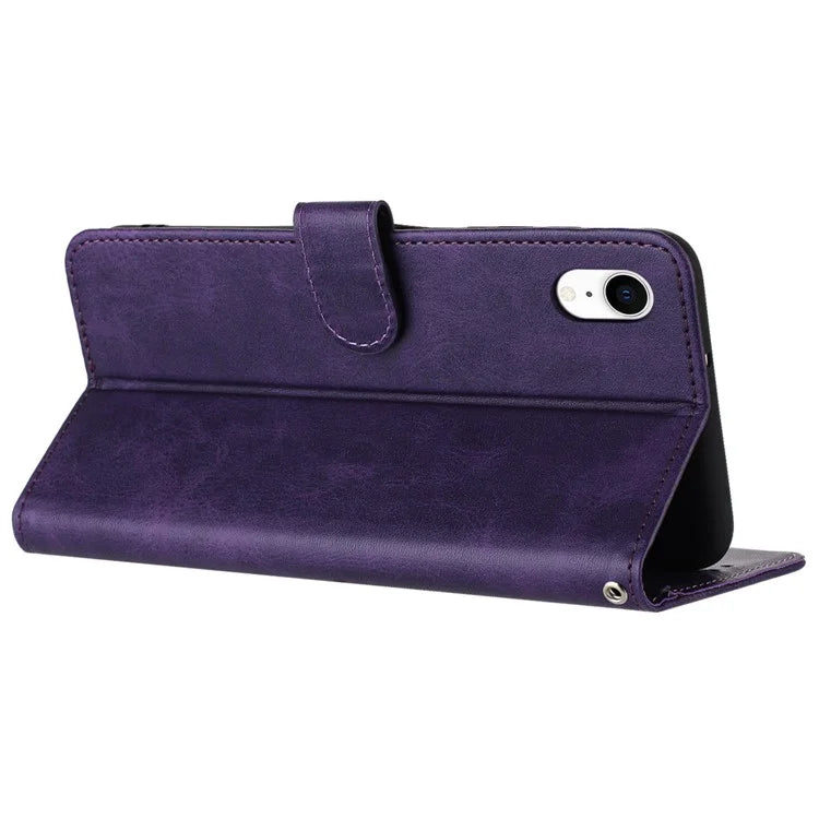 For iPhone XR Mobile Accessories Supplier PU Leather Calf Texture Case Anti-fall Phone Cover