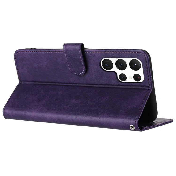 For Samsung Galaxy S24 Ultra Wholesale Phone Supplies Phone Cases Calf Texture Leather Wallet Stand Cover