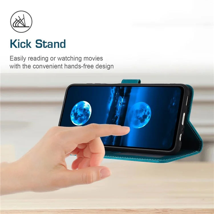 For Samsung Galaxy A33 5G Case Strap Design Calf Texture Fall Proof Phone Cover