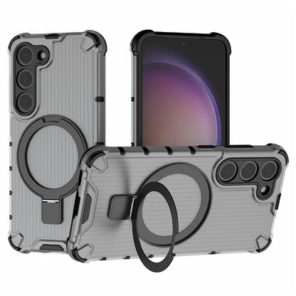 For Samsung Galaxy S23 Case PC+TPU Phone Shell Ring Kickstand Cover Compatible with MagSafe