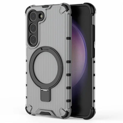 For Samsung Galaxy S23 Case PC+TPU Phone Shell Ring Kickstand Cover Compatible with MagSafe