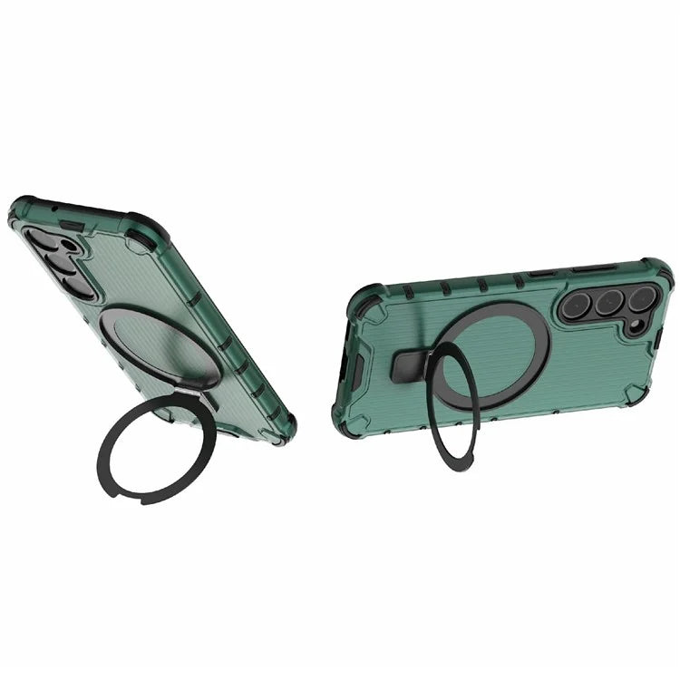 For Samsung Galaxy S23 Case PC+TPU Phone Shell Ring Kickstand Cover Compatible with MagSafe