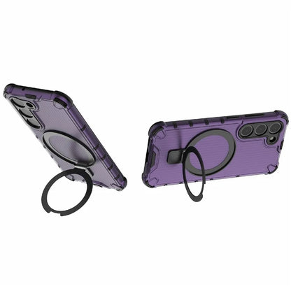 For Samsung Galaxy S23 Case PC+TPU Phone Shell Ring Kickstand Cover Compatible with MagSafe