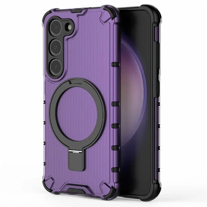 For Samsung Galaxy S23 Case PC+TPU Phone Shell Ring Kickstand Cover Compatible with MagSafe