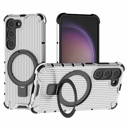 For Samsung Galaxy S23 Case PC+TPU Phone Shell Ring Kickstand Cover Compatible with MagSafe