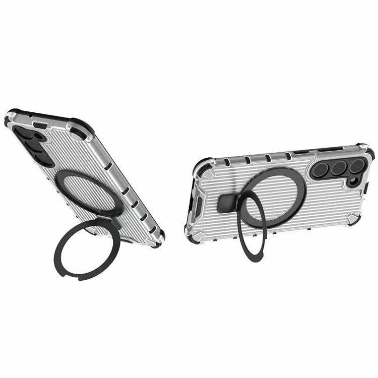 For Samsung Galaxy S23 Case PC+TPU Phone Shell Ring Kickstand Cover Compatible with MagSafe