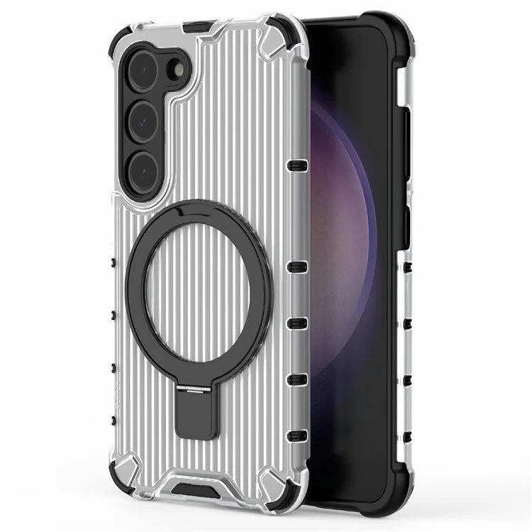 For Samsung Galaxy S23 Case PC+TPU Phone Shell Ring Kickstand Cover Compatible with MagSafe